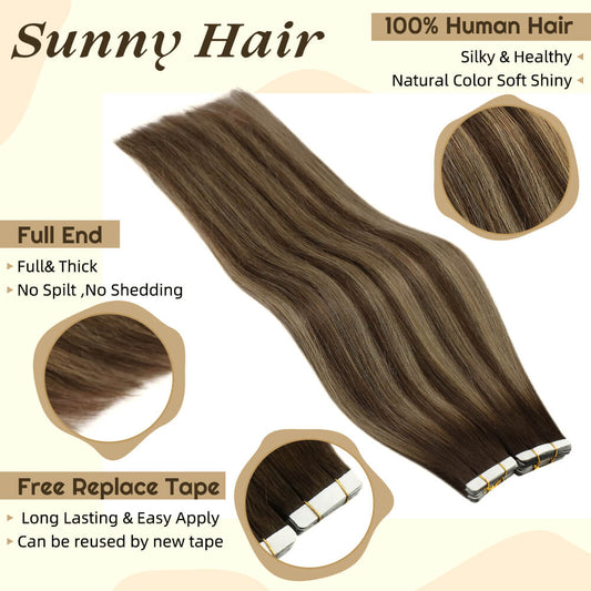 sunny hair 24 inch tape in human hair extensions micro tape hair extensions quality tape in hair extensio,Straight Hair Extensions Real Humanns