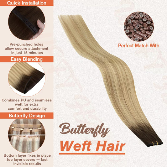 butterfly weft hair extensions eal human hair