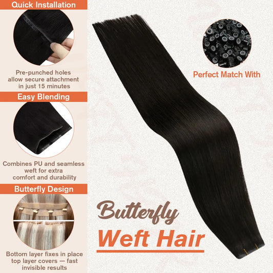butterfly weft hair extensions tangle free human hair