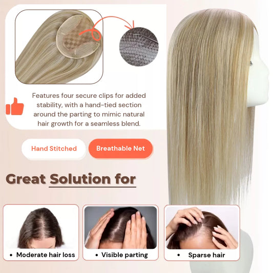 gray human hair topper