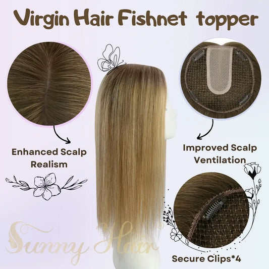 high quality virgin hair extensions,hair topper women,hair topper wig,hair topper silk base,hair topper human hair,hair topper for women,hair topper for thinning crown,hair topper,clip on hair topper,dark brown hair topper,human hair topper medium brown,balayage hair topper,brown highlight,blonde highlight