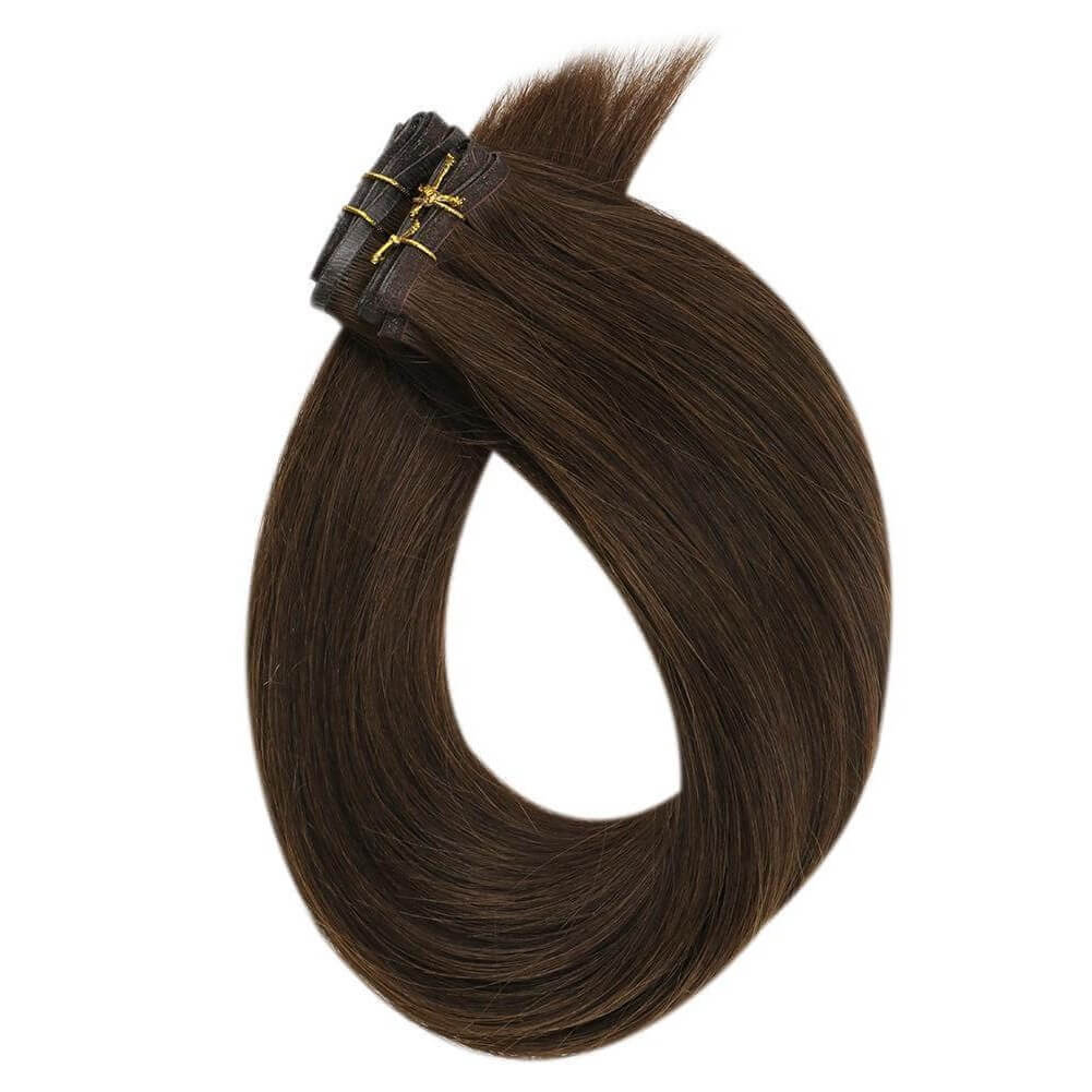 dark brown flat weft hair extensions human hair