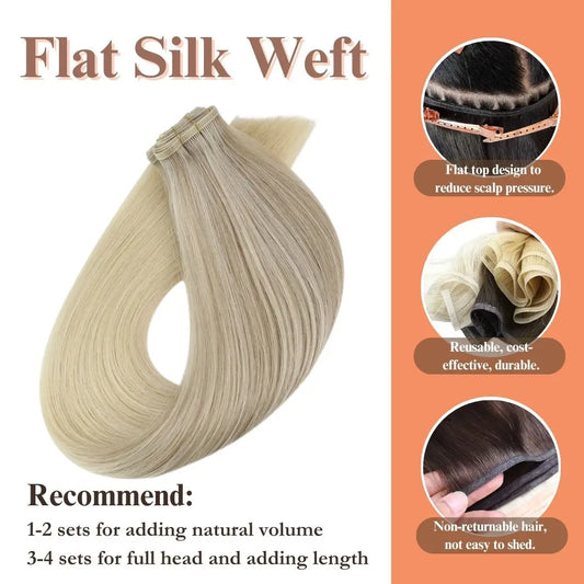 flat weft hair extensions tangle free virgin hair