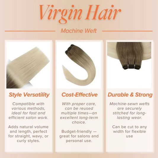 100% human hair weft sew in weave hair