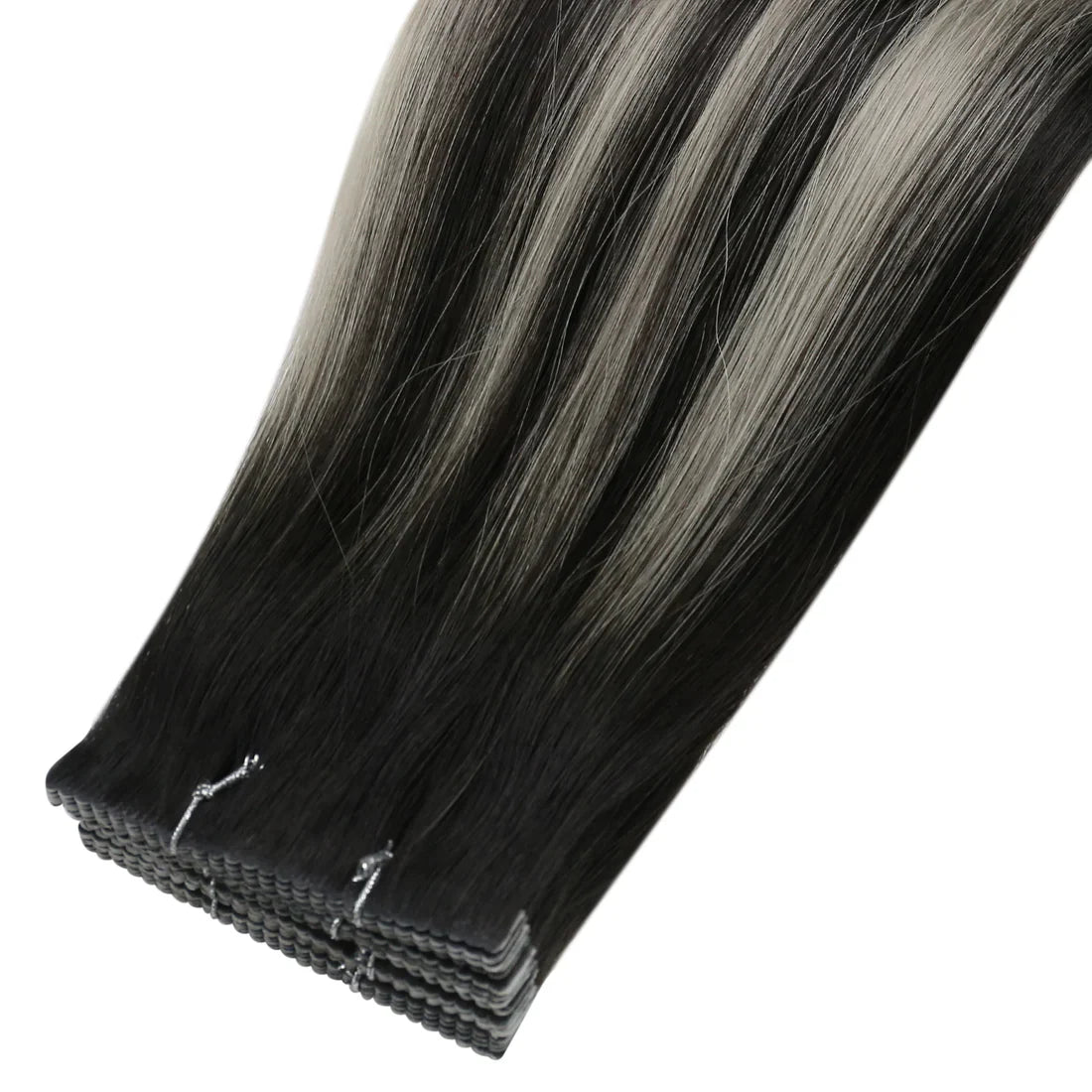 [40% OFF] Sunny Hair Flower Virgin Hair Tape Hair Extensions Black with Silver#1B