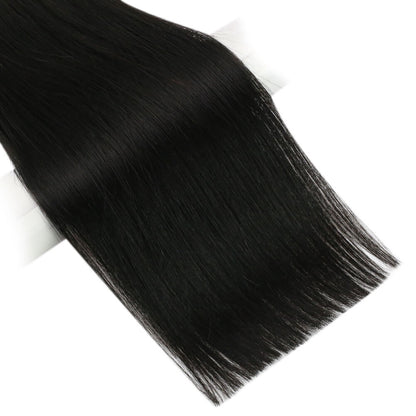 jet black flat weft extensions with thick end
