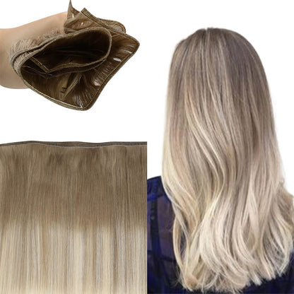 brown blonde balayage flat weft hair extensions