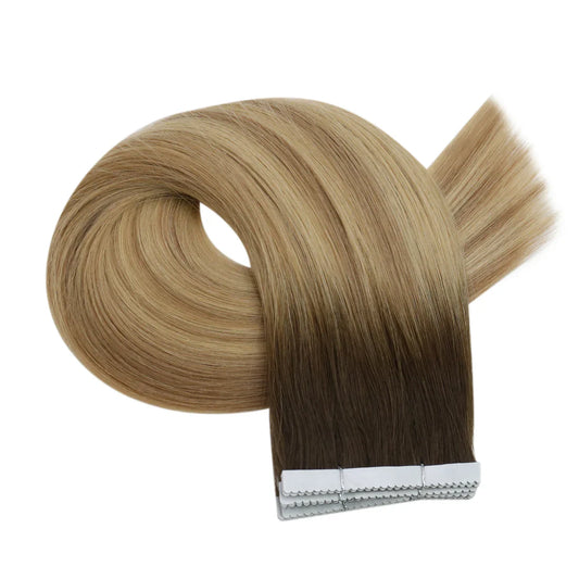 [40% OFF] Sunny Hair Flower Virgin Hair Tape Hair Extensions Balayage Brown #3/8/22
