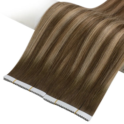 [40% OFF] Sunny Hair Flower Virgin Hair Tape Hair Extensions Balayage Brown #4/4/27