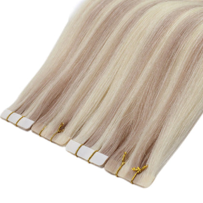 [USA Only] Invisible Seamless Virgin Human Injection Tape in Hair Extensions Blonde Highlights #18/613