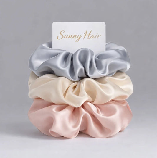 Silk Satin Scrunchies – 3-Piece Set