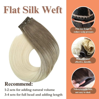 flat silk weft hair extensions human hair