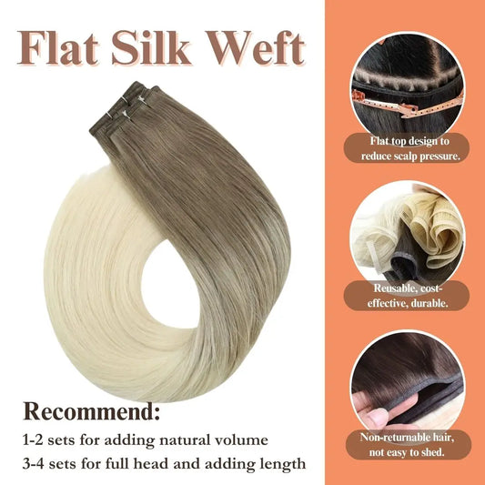 flat silk weft hair extensions human hair