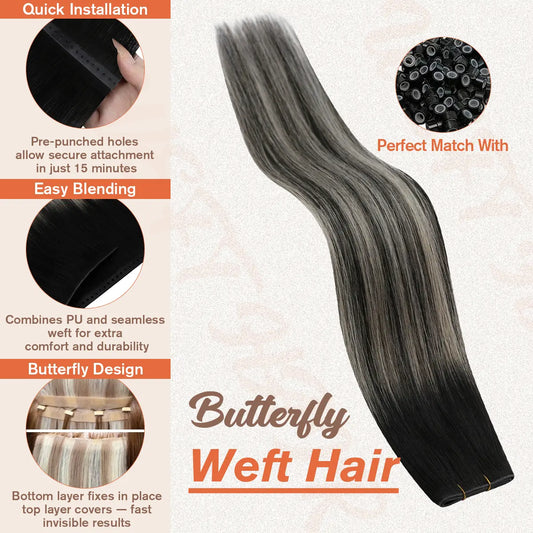 virgin hair butterfly weft hair extensions for women