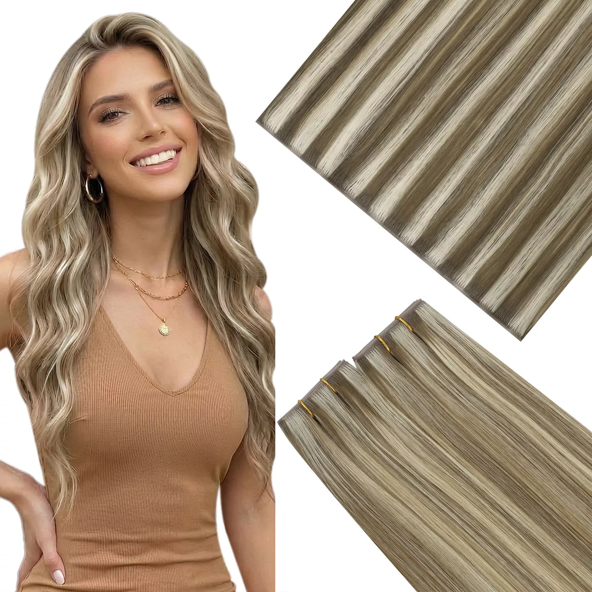 butterfly weft hair extensions highlighted color