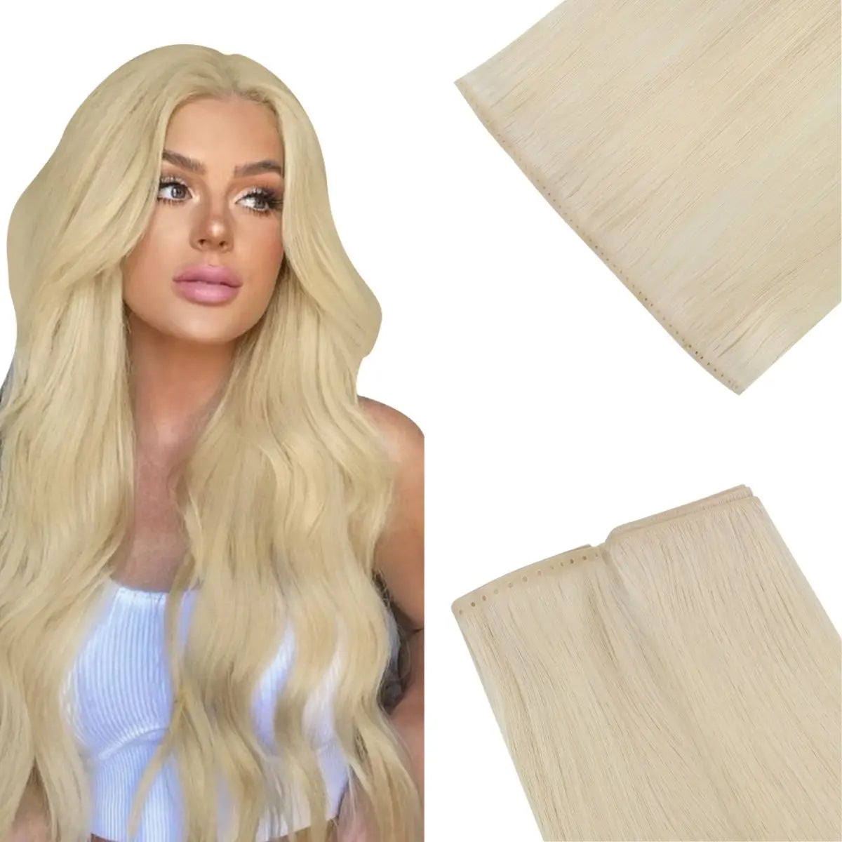 pu hole weft hair extensions human hair