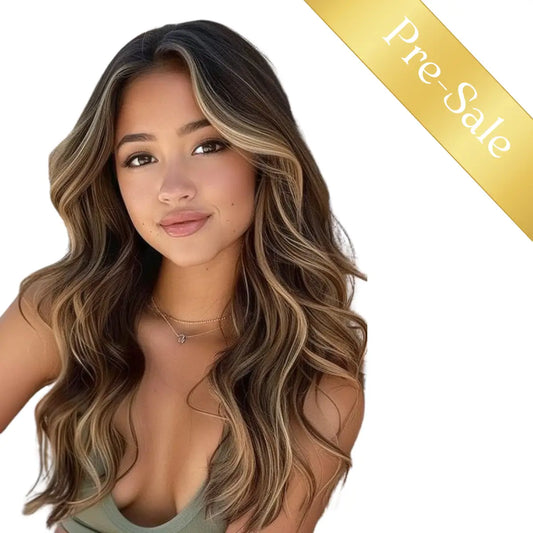 [Pre Sale] Sunny Hair Fishnet Hair Piece Toupee with Clips Balayage Blonde Highlights #2/6/18
