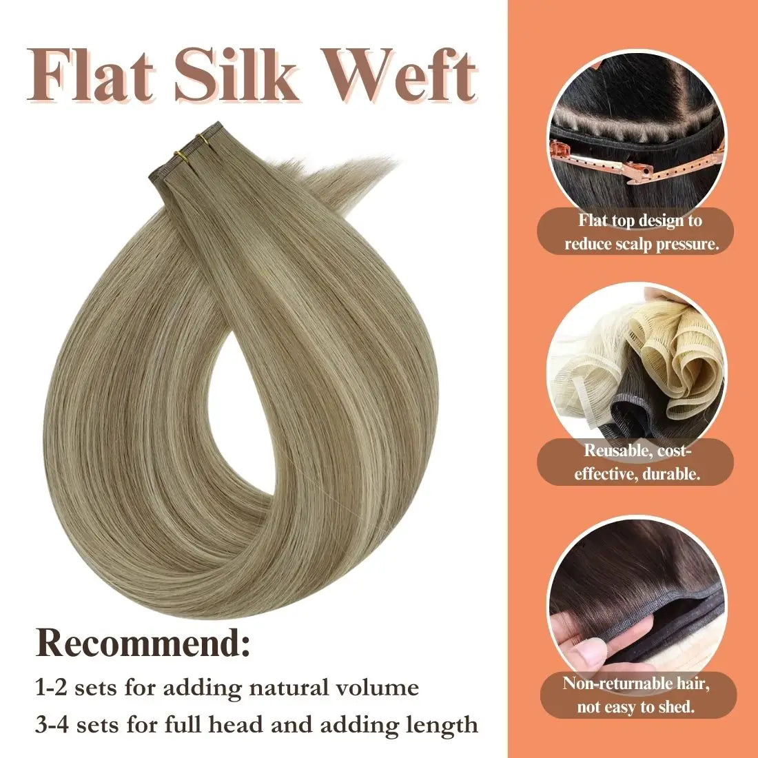 flat silk weft hair extensions,human hiar weft,sew in hiar extensions