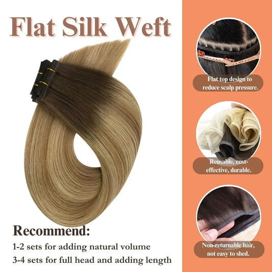 invisible flat track weft hair extensions human hair