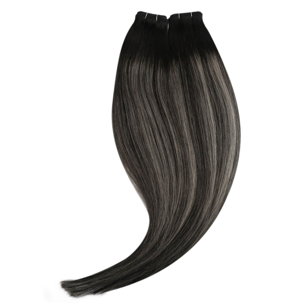black with silver balayage weft hair extensions