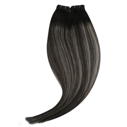 black with silver balayage weft hair extensions