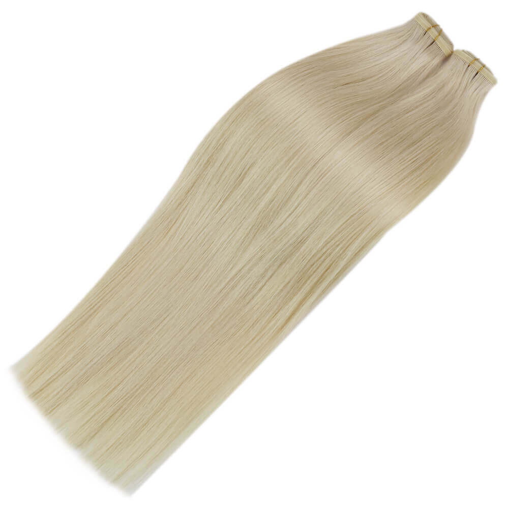 platinum blonde hair extensions flat track weft extensions