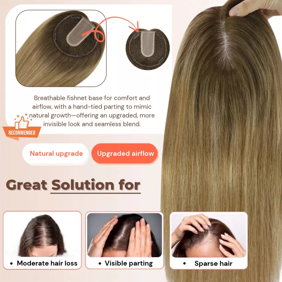 hair topper with natural scalp