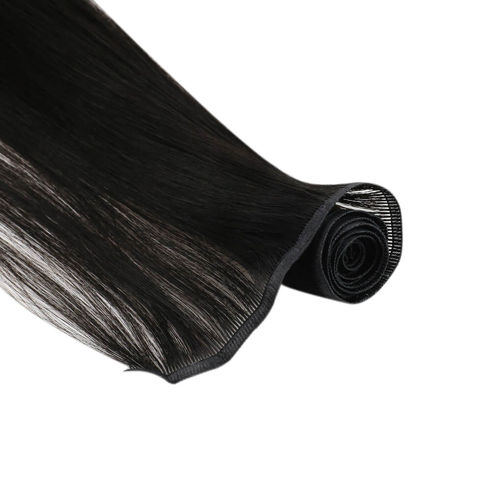 black flat track weft hair extensions human hair