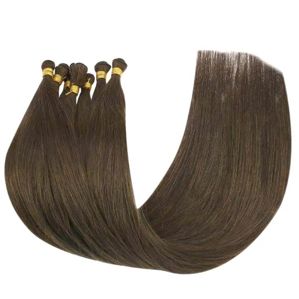 flat hand tied hair weft extensions for women