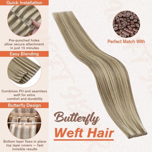 virgin hair butterfly weft extensions for fine hair
