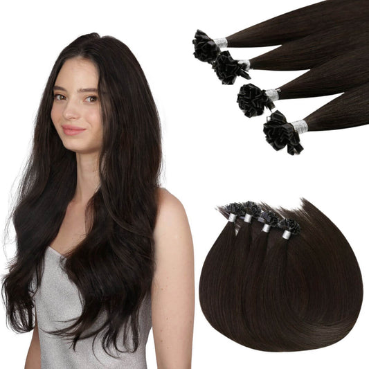dark brown k tip extensions for women