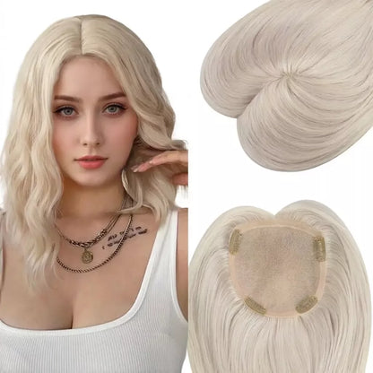 Human Hair Toupee Platinum Blonde