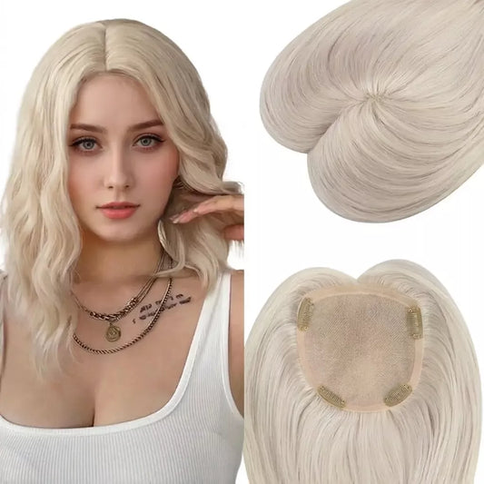 Human Hair Toupee Platinum Blonde