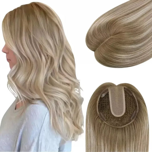 washable human hair topper for women