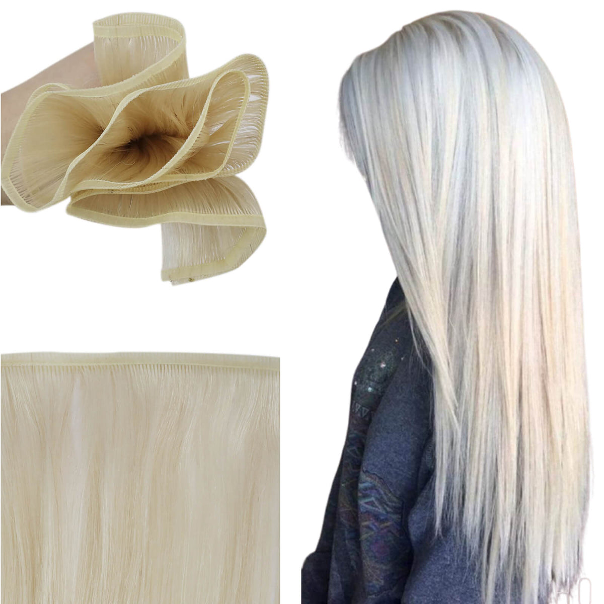 flat track weft hair extensions blonde hair
