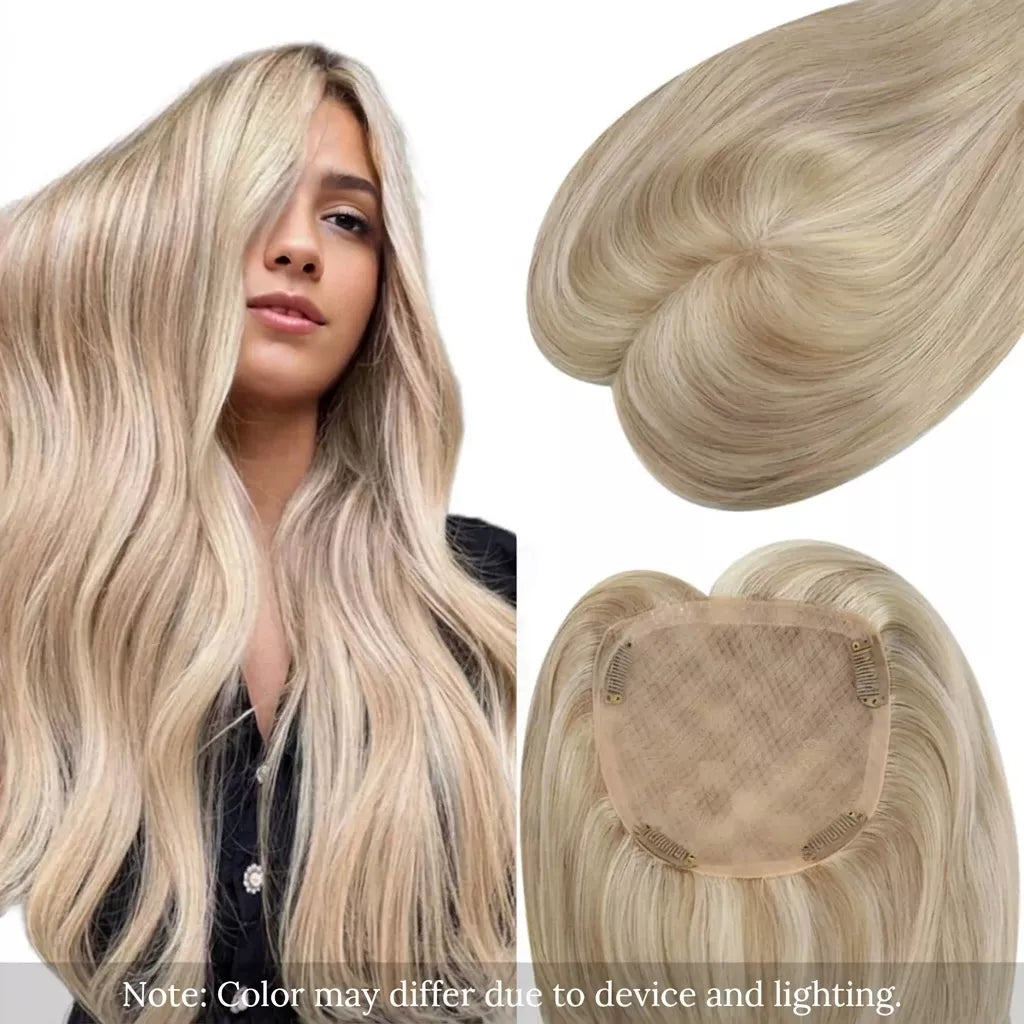 mono base human hair toppers highlight blonde color