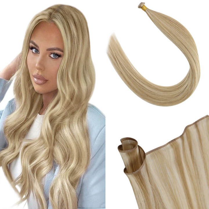 genius weft hair extensions real human hair highlight blonde