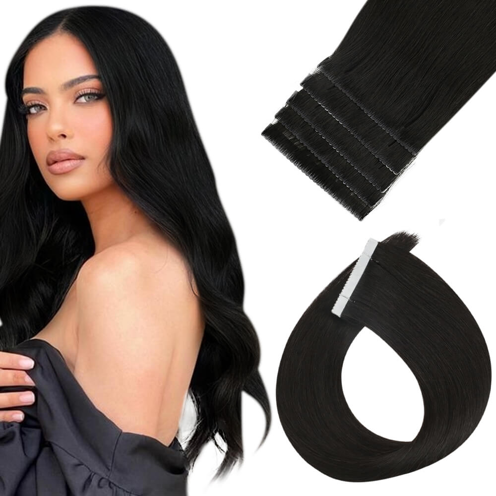 [40% OFF] Sunny Hair Flower Virgin Hair Tape Hair Extensions Jet Black#1