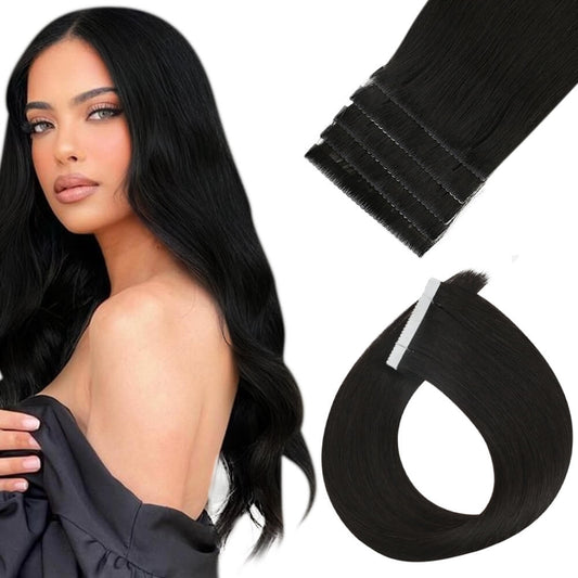 [40% OFF] Sunny Hair Flower Virgin Hair Tape Hair Extensions Jet Black#1