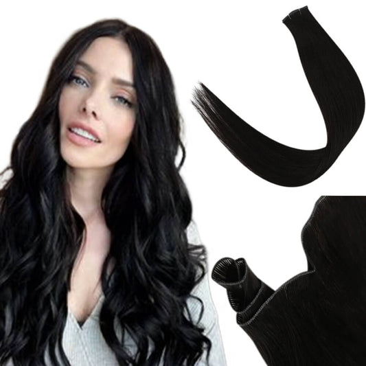 100% virgin human hair, sunny hostin natural hair, hair extensions weft, Genius Weft Silky Straight, hand tied genius weft,