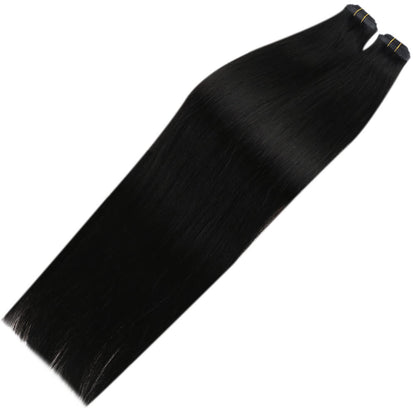 invisible human hair extensions flat silk weft for salon