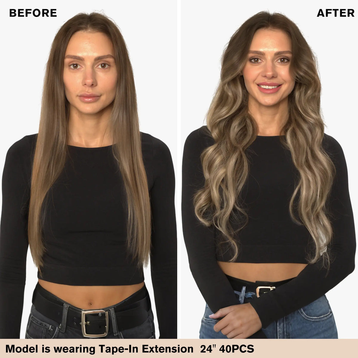 tape in hair extensions before and after