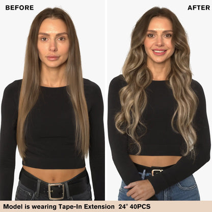 tape in hair extensions before and after