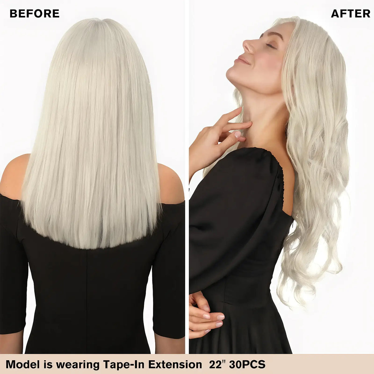 blonde tape in hair extensions before and after