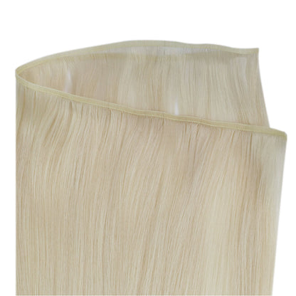 full cuticle virgin flat silk weft hair extensions blonde human hair