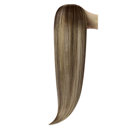 sunny hair in tape extensions, blonde tape in extensions, best quality virgin tape in hair extensions, high quality, natural tape ins, balayage brown virgin tape ins, 100% virgin tape in, invisible seamless virgin hair, lasting long hair