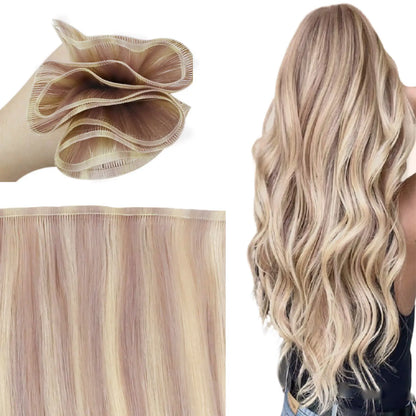 flat weft extensions blonde highlight for thin hair