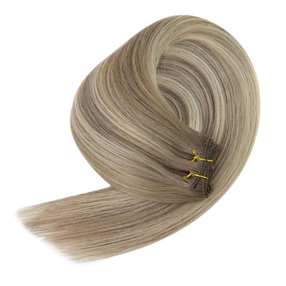 sew in hair extensions balayage color