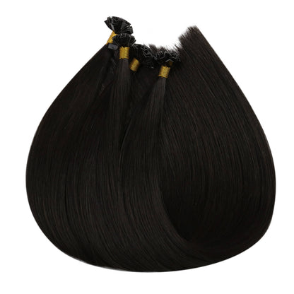full cuticle k tip hair extensions natural black color
